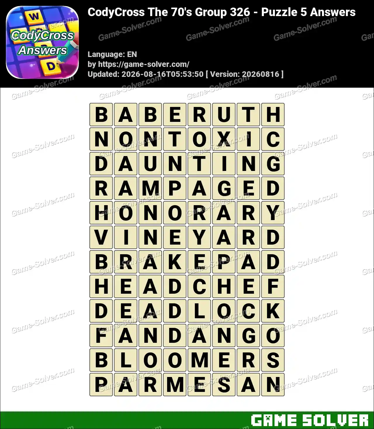 CodyCross The 70’s Group 326 – Puzzle 5 Answers